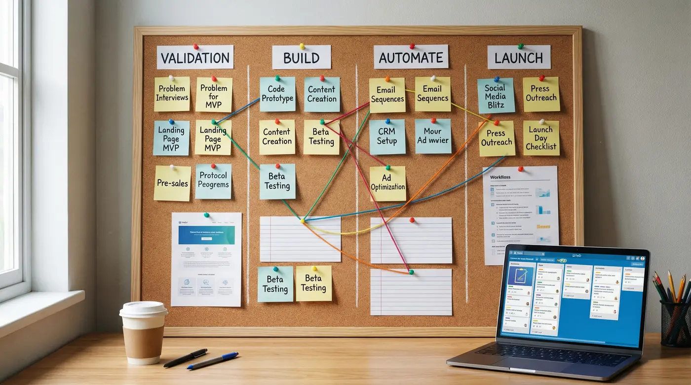 step-by-step-online-venture-workflow-board-validation-build-automate-launch