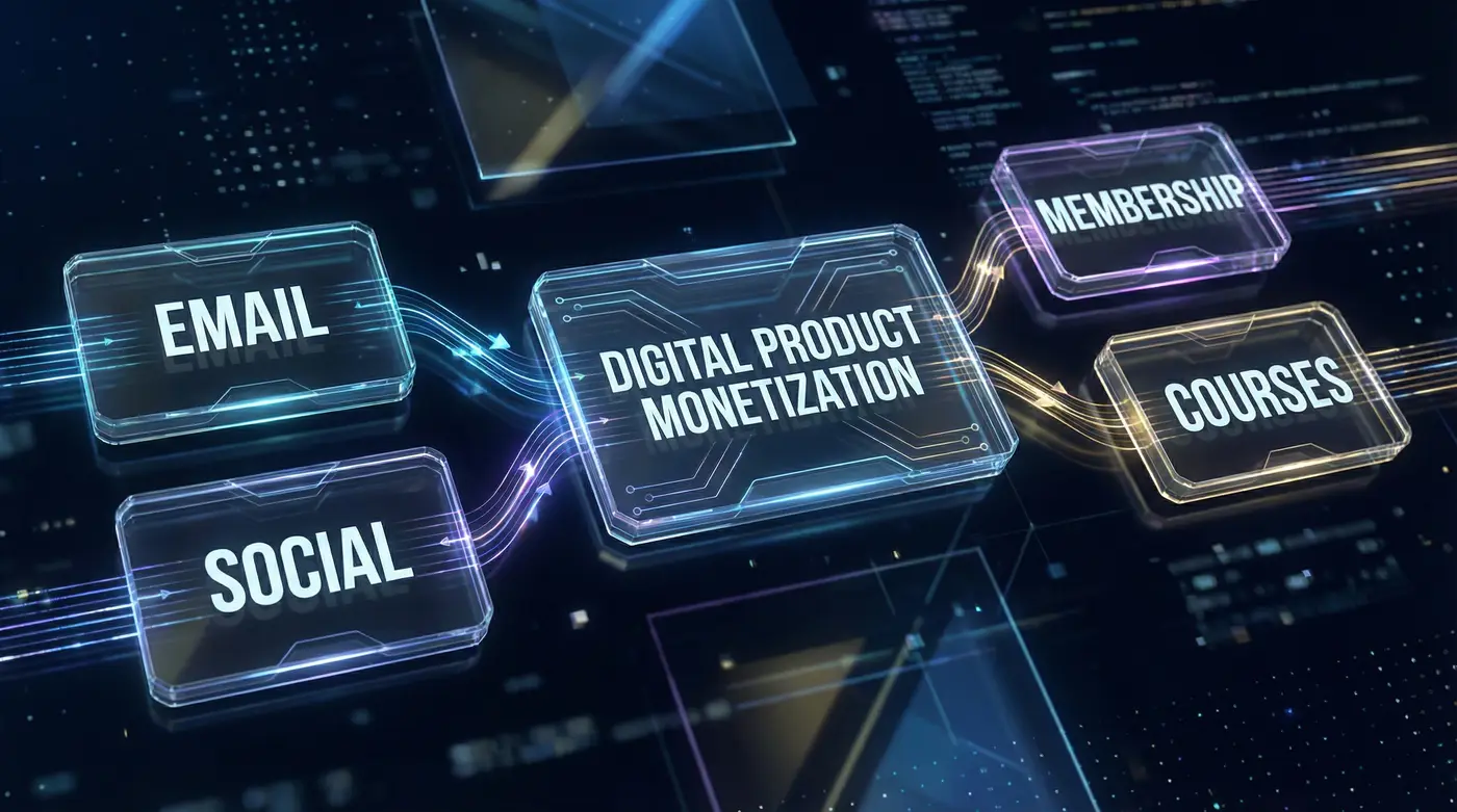 multi-channel-digital-product-monetization-workflow-diagram