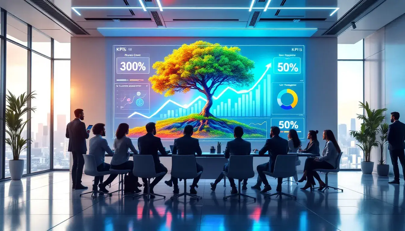 A graphic representation of measuring success in growth advertising through key performance indicators.