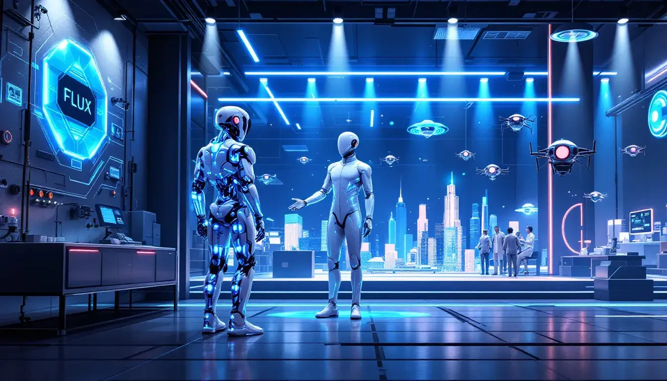 An illustration depicting various AI agents at work in different environments.