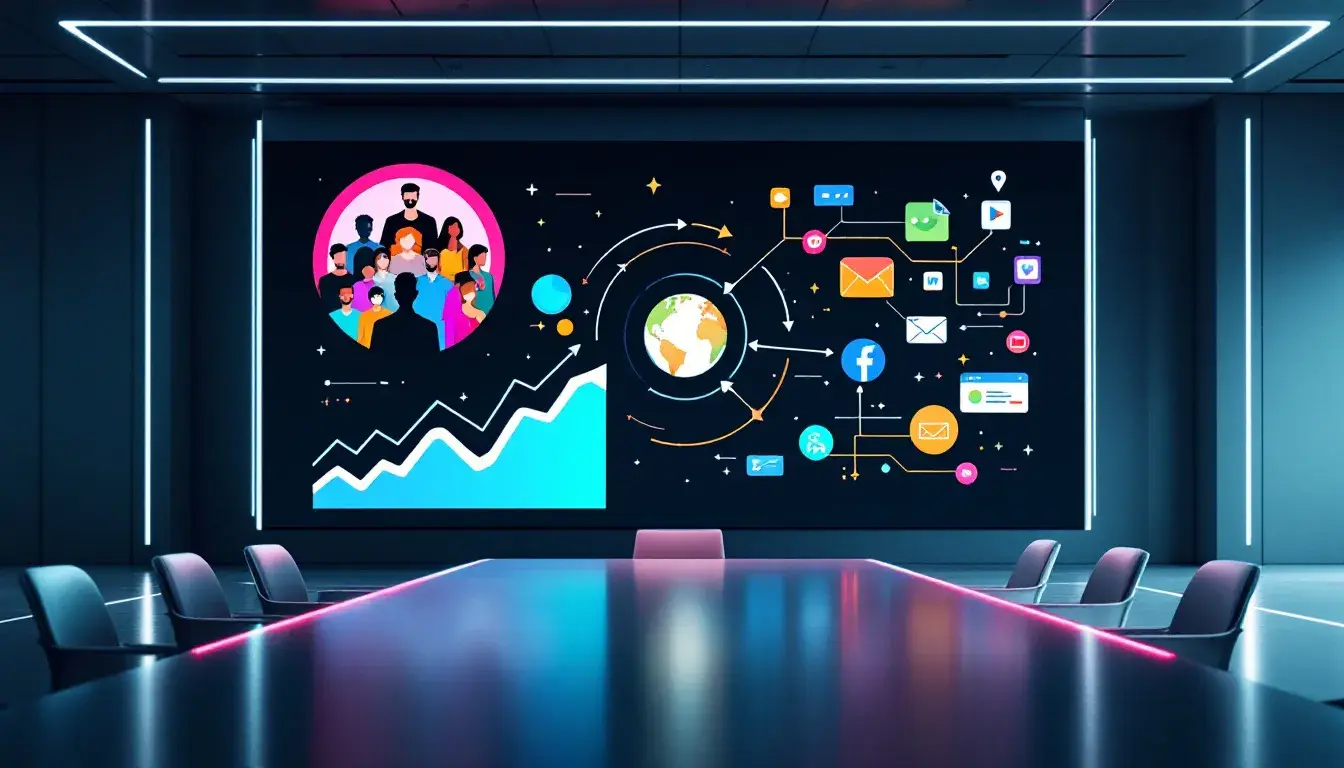 A visual representation of key components of a successful growth advertising strategy, focusing on target audience and multi-channel approach.