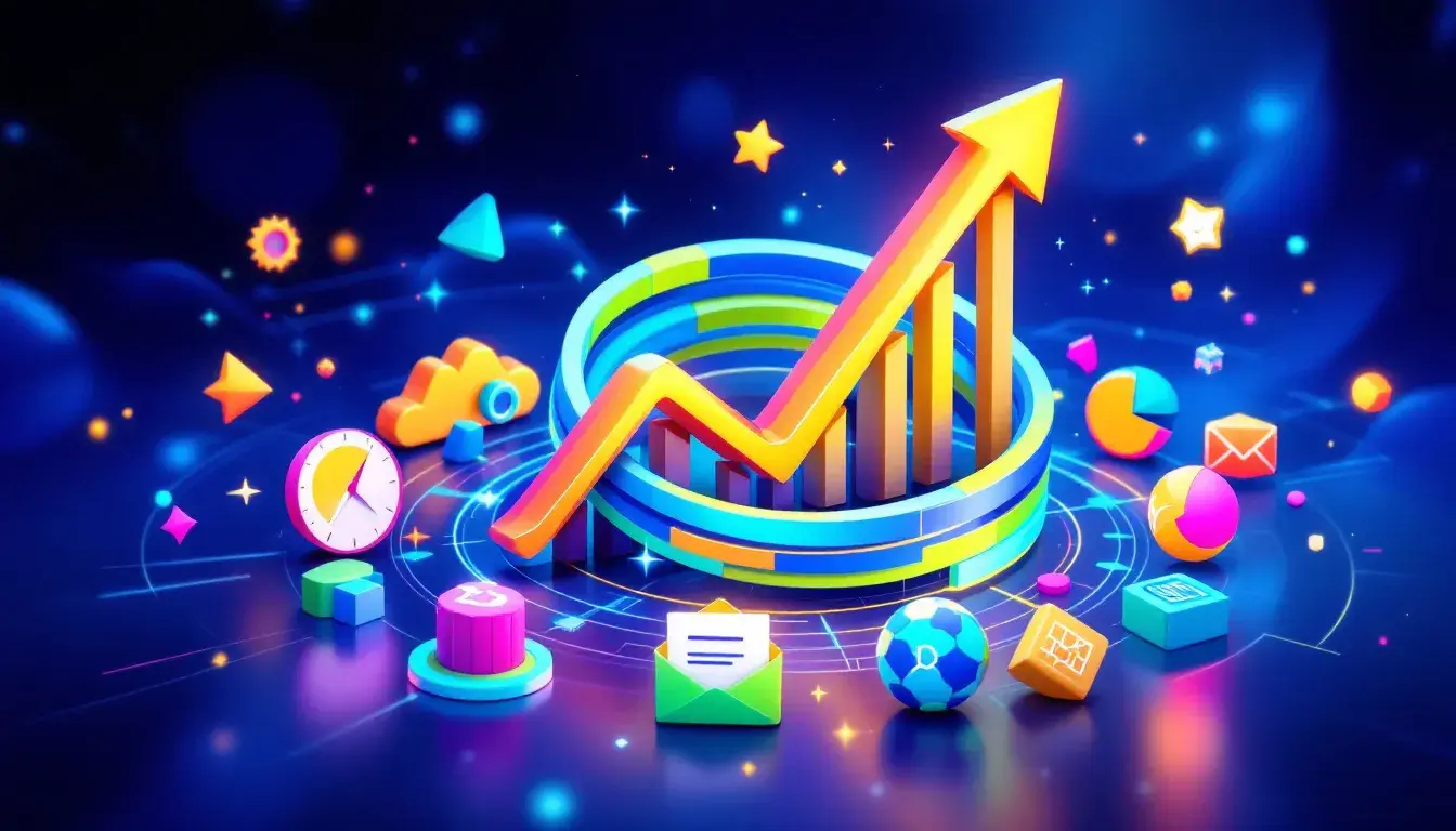 An illustration depicting the concept of growth advertising, showcasing various marketing strategies and tactics.