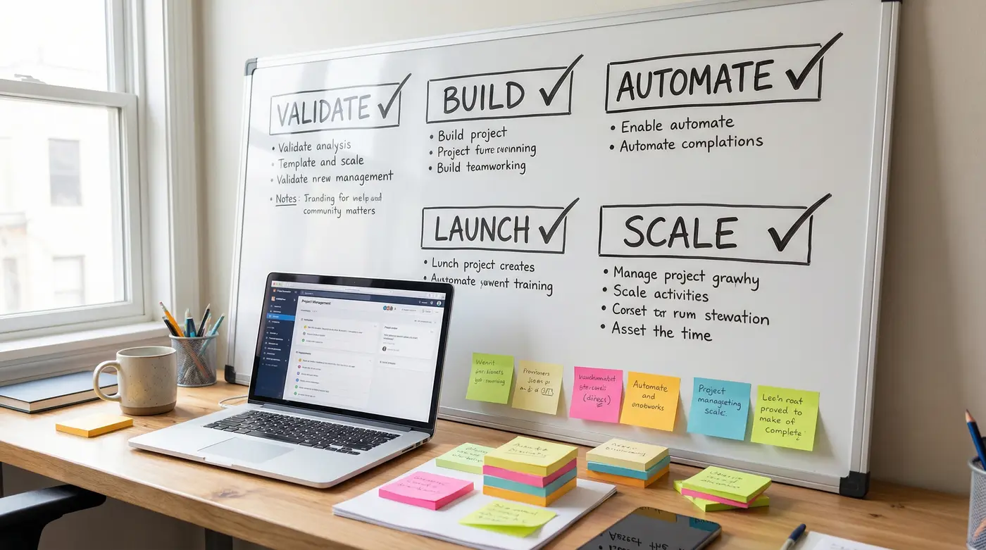 validate-build-automate-launch-scale-checklist-board