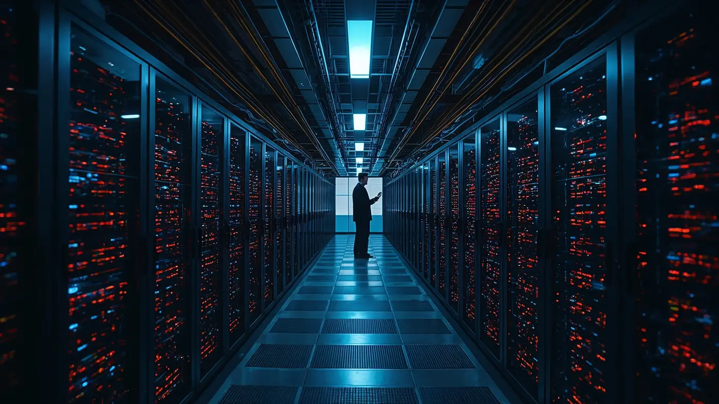 Secure data center representing AI-driven automation and compliance