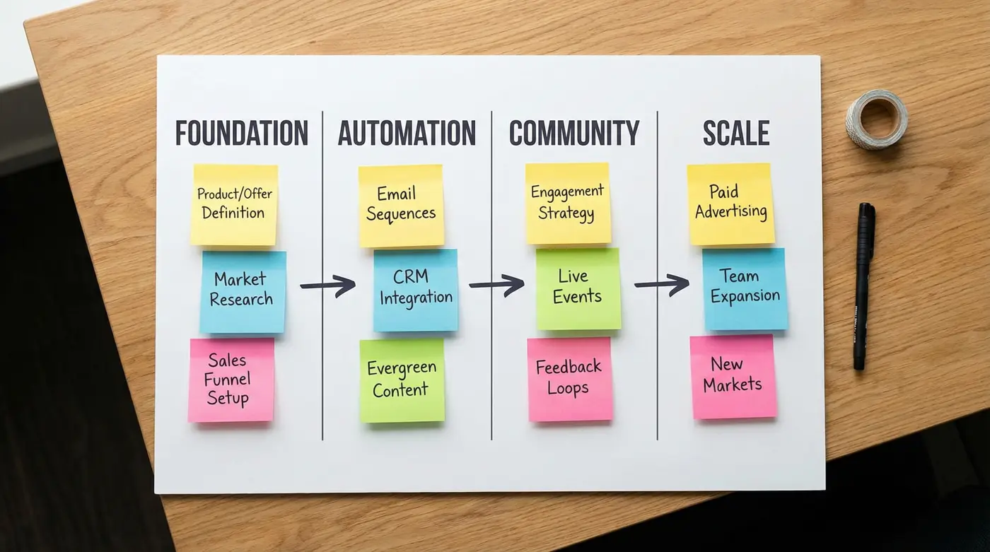 four-phase-monetization-system-workflow-board