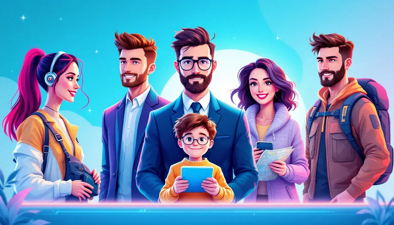 An illustration depicting various customer avatars representing different ideal customers.