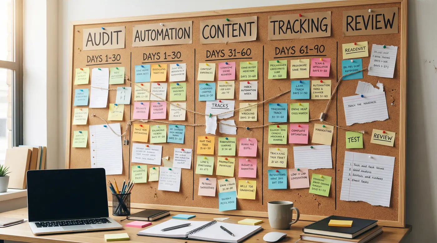 sales-funnel-90-day-optimization-checklist-board