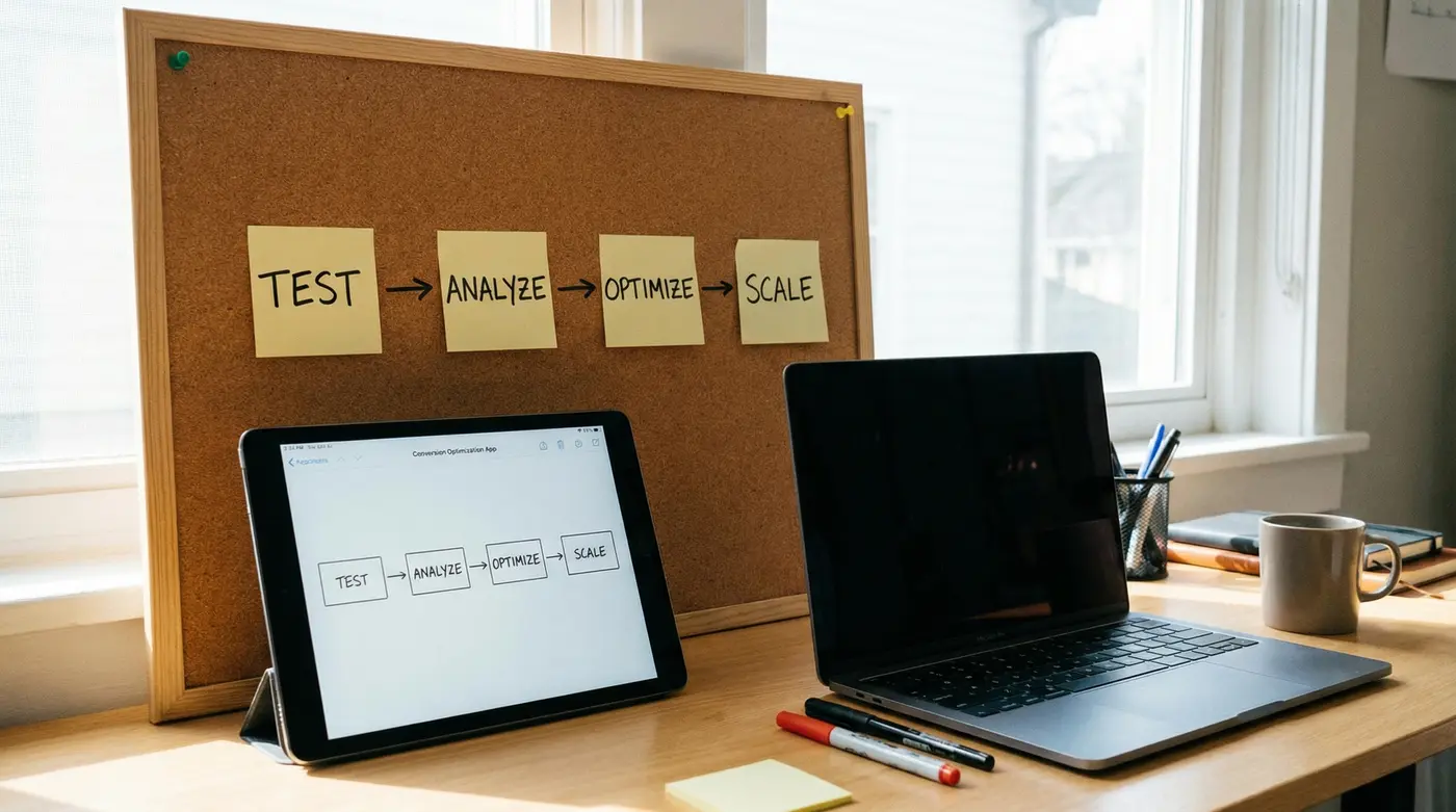 conversion-optimization-workflow-board-test-analyze-optimize-scale